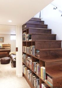 books under staircase