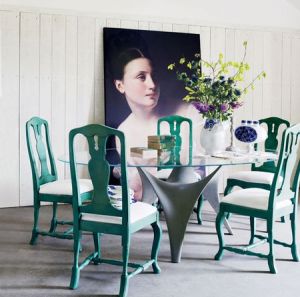 painted green chairs