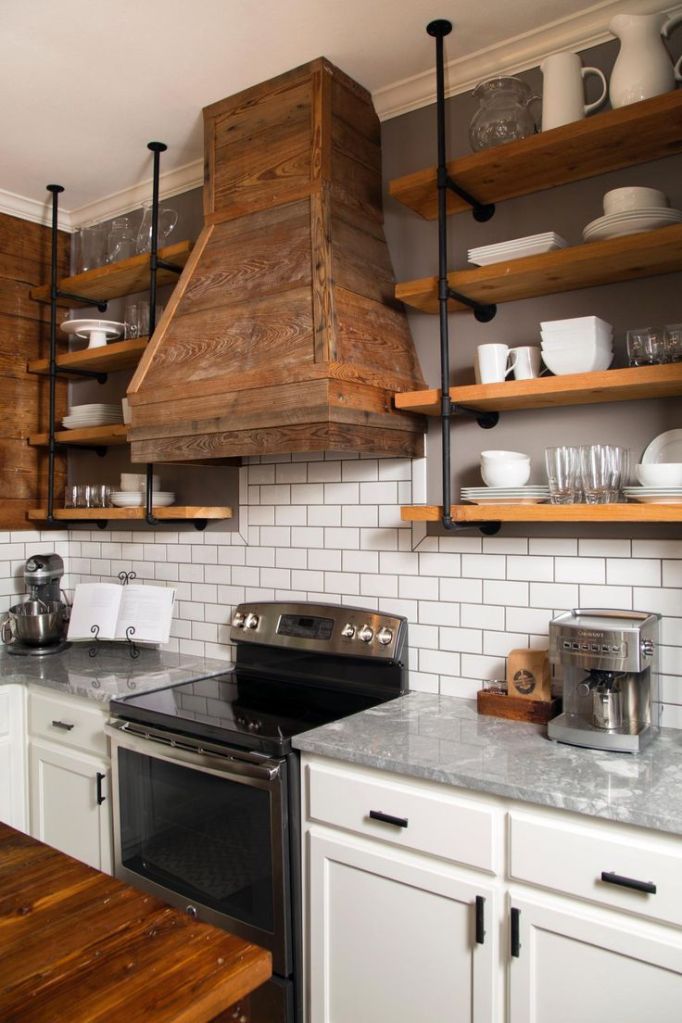 Rustic wood hood
