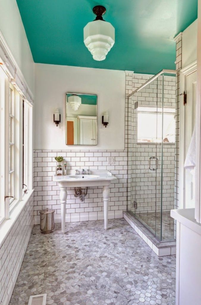 sea blue bathroom ceiling