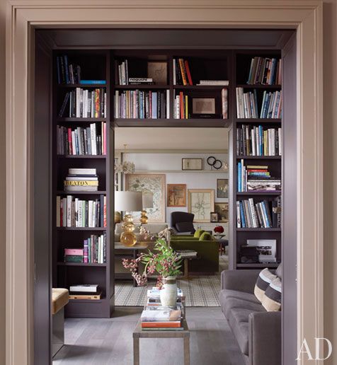 doorway with gray shelves