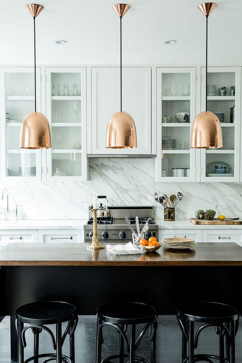 Copper pendants kitchen