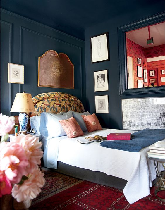 dark blue bedroom