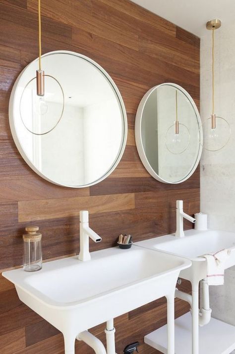 wood wall in bathroom