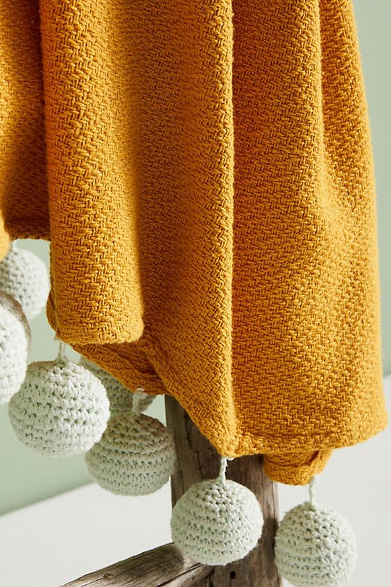 mustard yellow throw blanket
