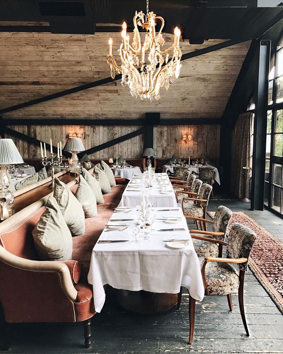 reclaimed wood dining area