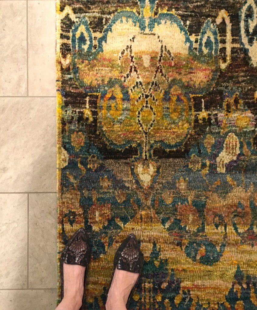 silk rug made of saris