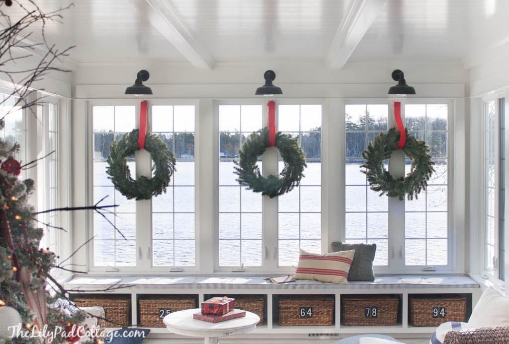simple wreaths white room