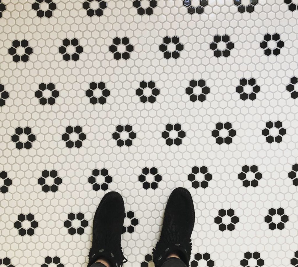 black and white hex tile