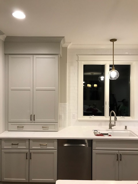 gray ktichen at night