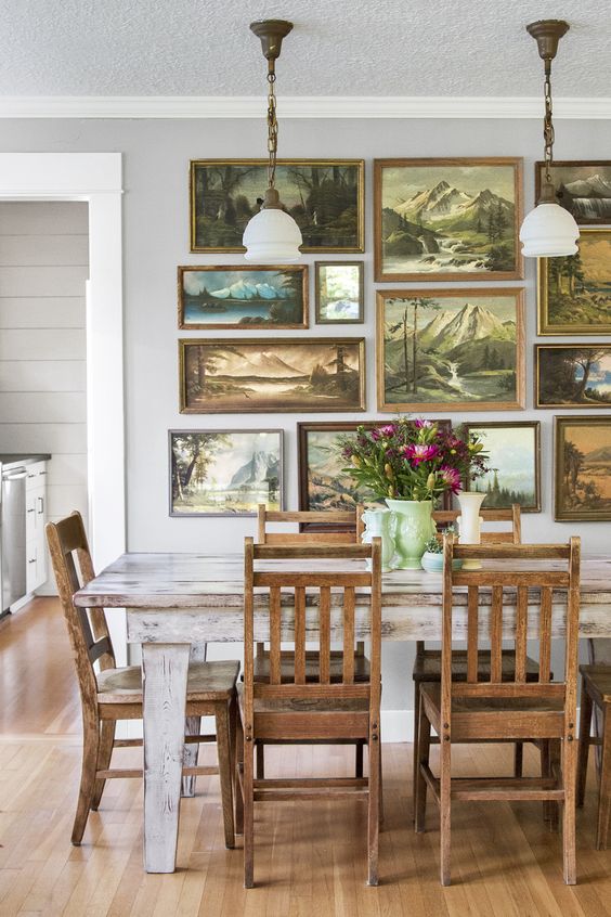 oil painting gallery wall vintage