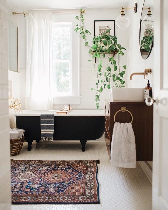 vintage rug bathroom simple