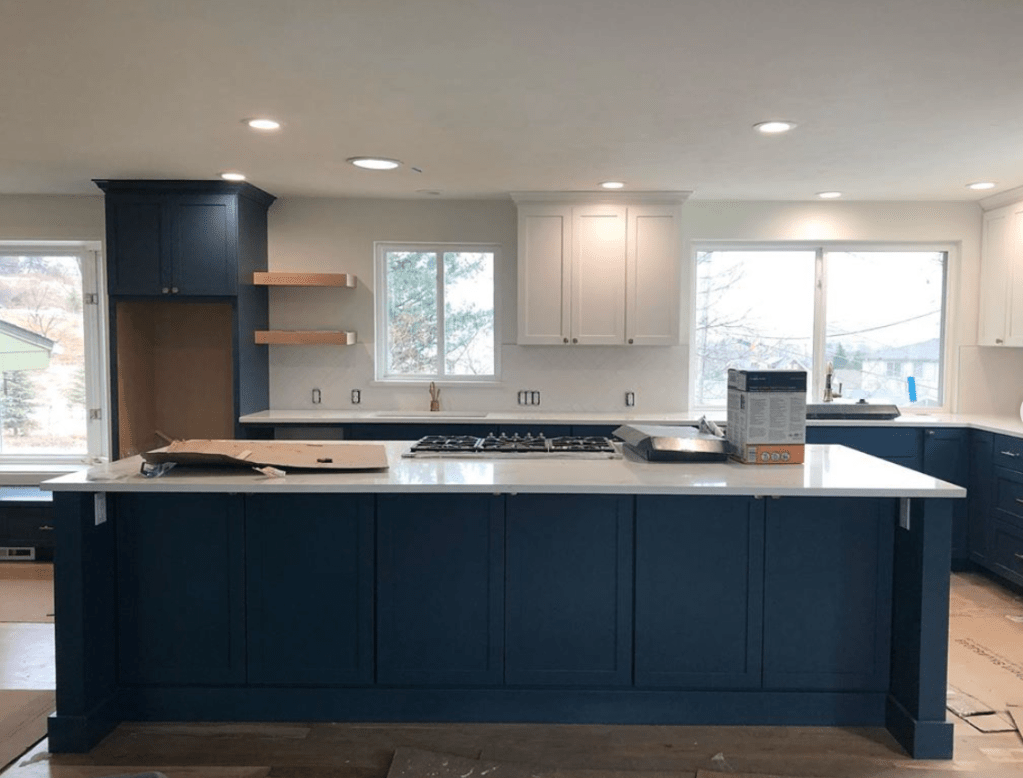 bright blue kitchen