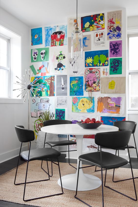 working at the dining table