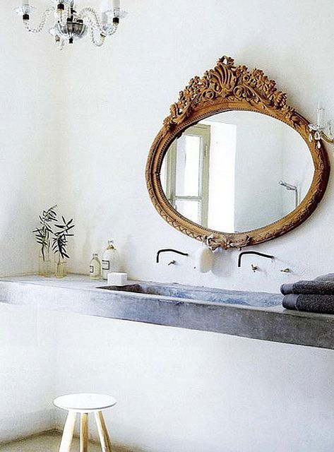 ornate mirror stone sink