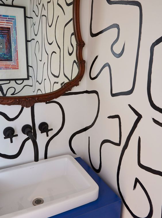 hand painted bathroom walls